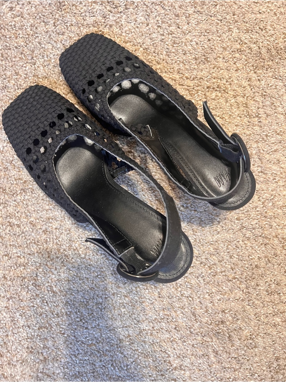 H&M Black Woven Slingback Heels - Women